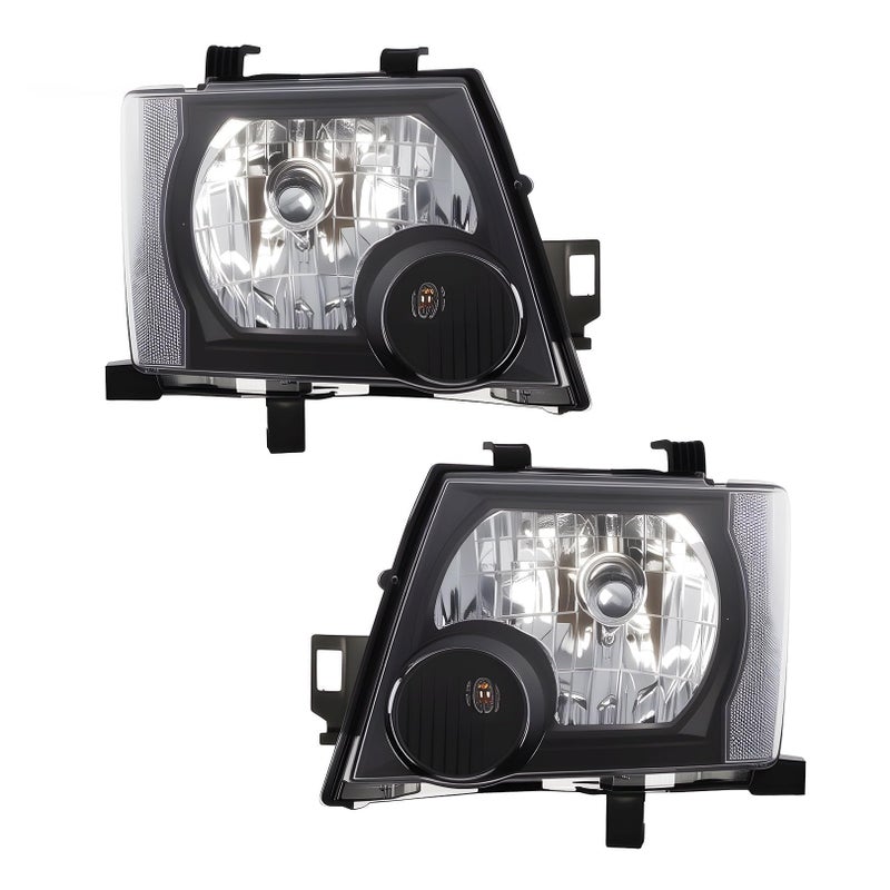 Jecoupoon Halogen Headlight Compatible with Xterra 20052015 WO Bulb Headlamp Black Housing Driver  Passenger Side White Corner Clear Lens 26060EA025 26010EA025